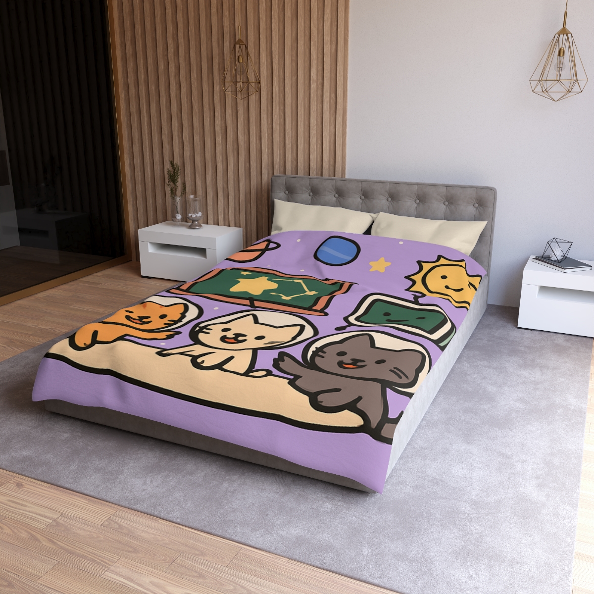 Space School Astronaut Cats unique patterned duvets