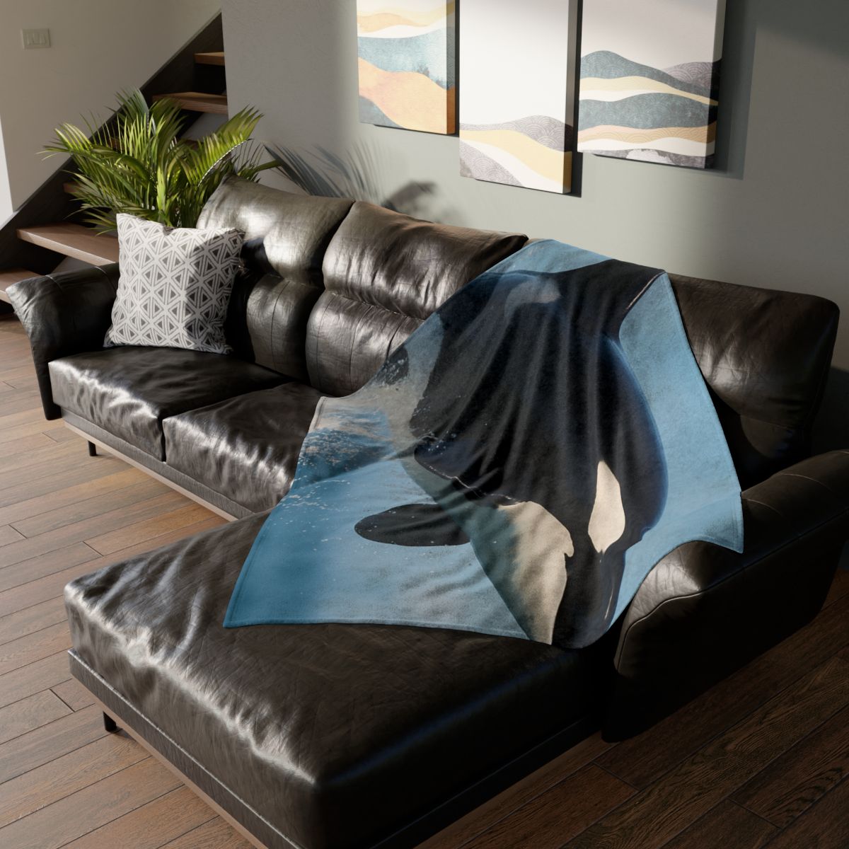Tidal Monarch Orca soft fleece blankets
