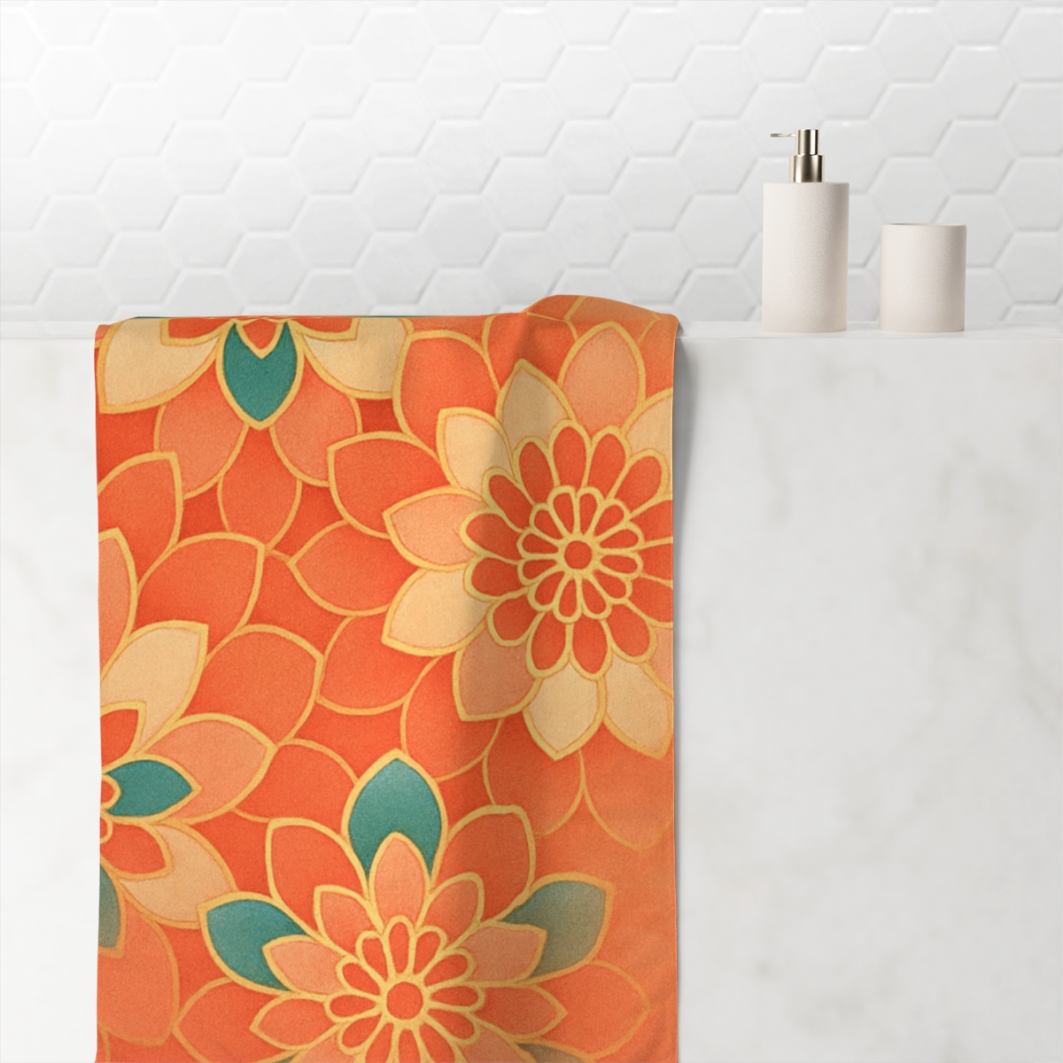 Petal Tessellation Mirage designer printed towels