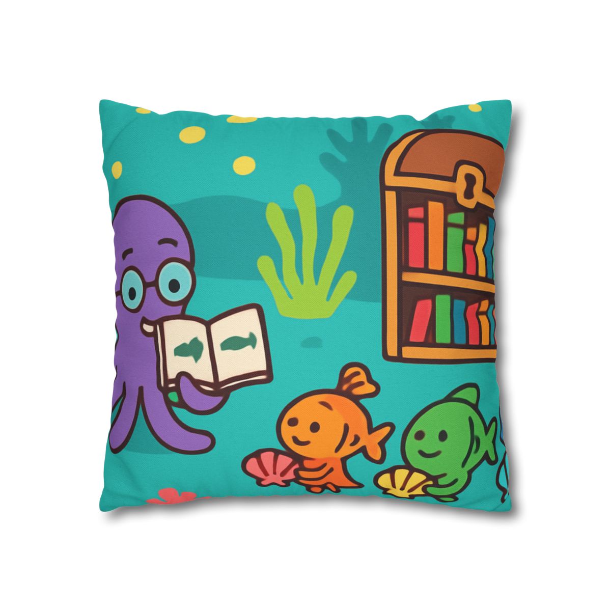 Coral Reef Library With The Octopus Librarian unique gift pillow cases