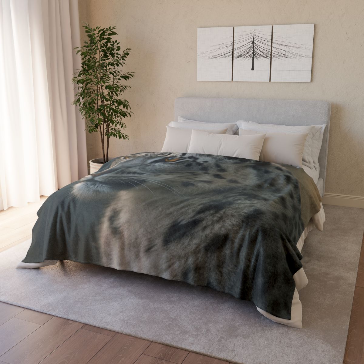Silent Ember Snow Leopard stylish throw blankets
