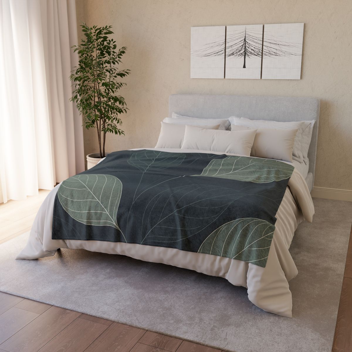 Leaf Vein Circuit Filigree designer printed blankets