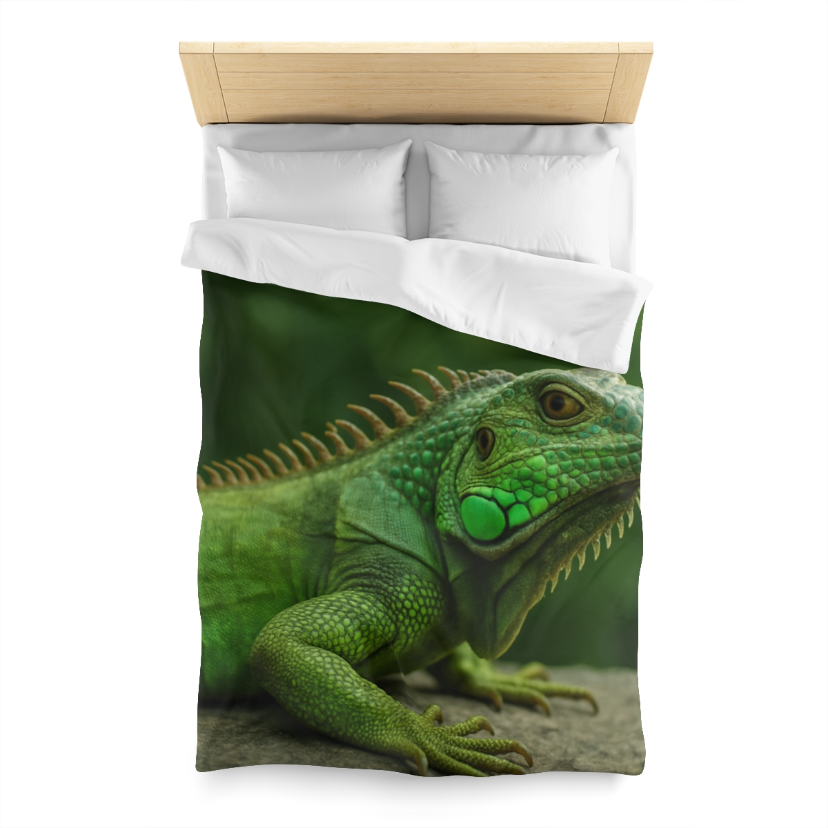 Stone Watcher Green Iguana designer printed duvets