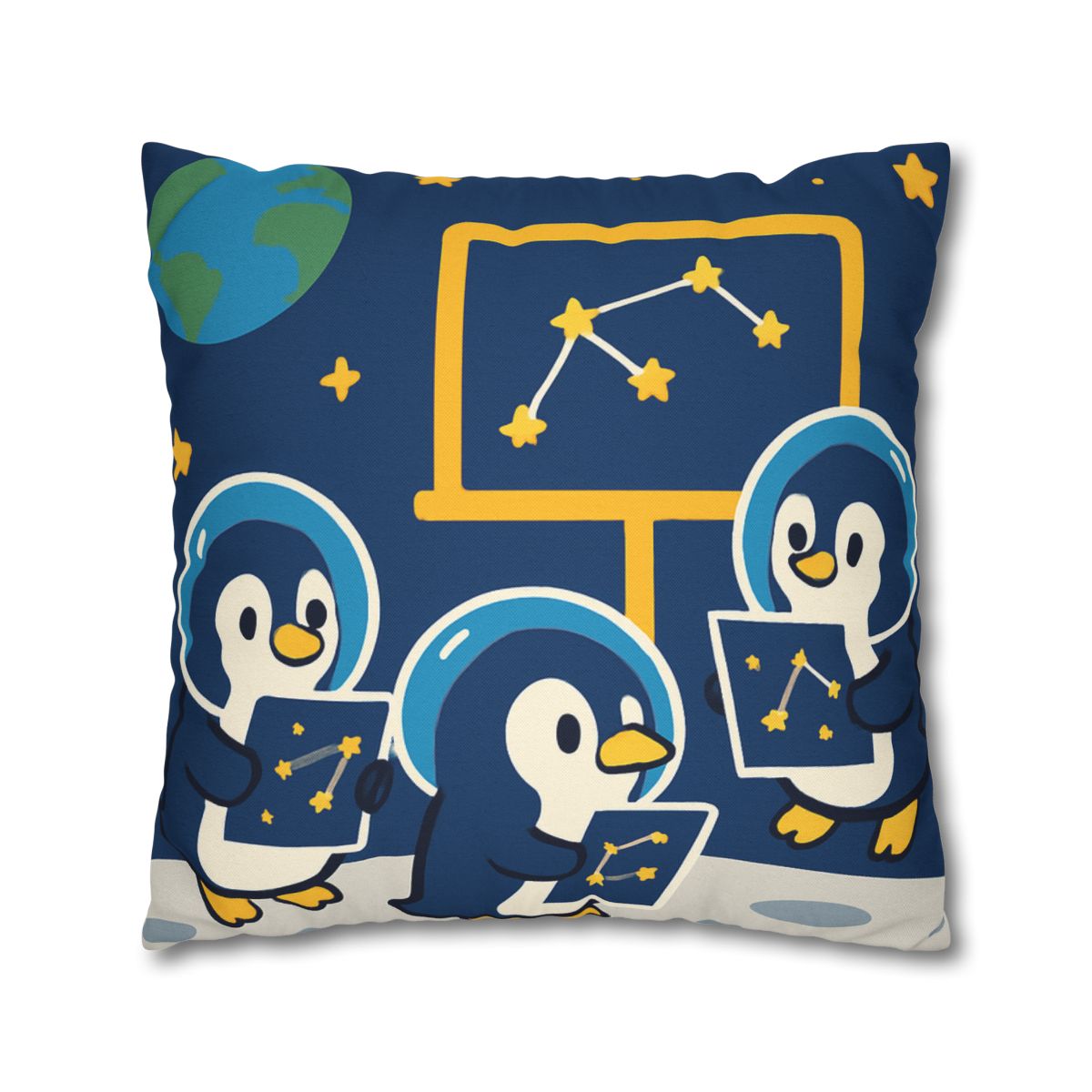 Space School For Curious Penguins personalized pillow covers