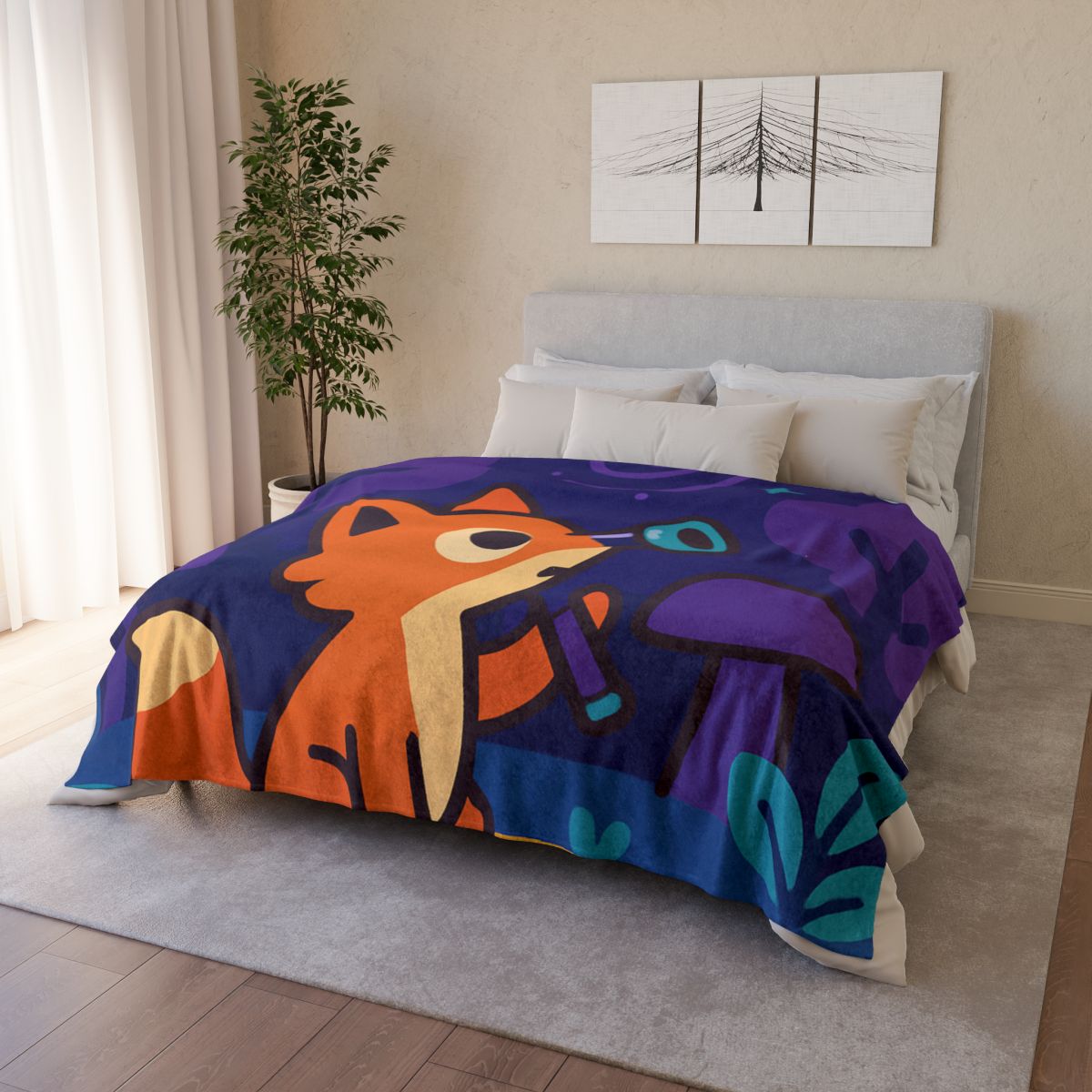 Nebula Forest Fox trendy patterned blankets