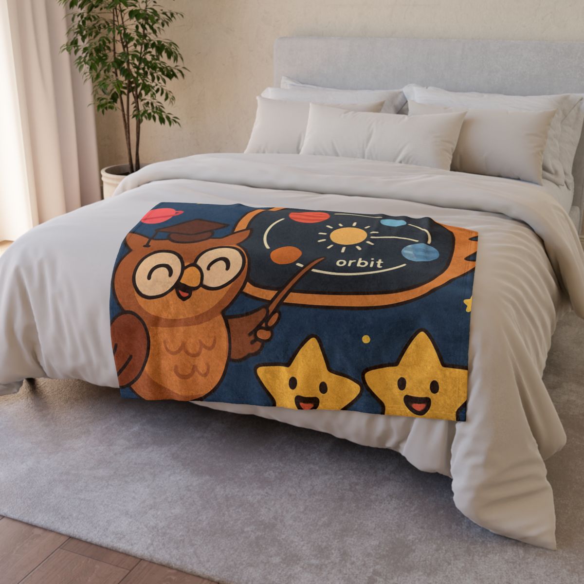 Comet Classroom Owl stylish throw blankets