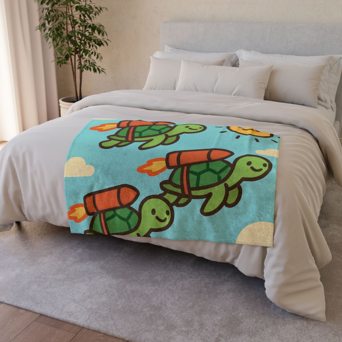 Rocket Powered Turtles personalized cozy blankets