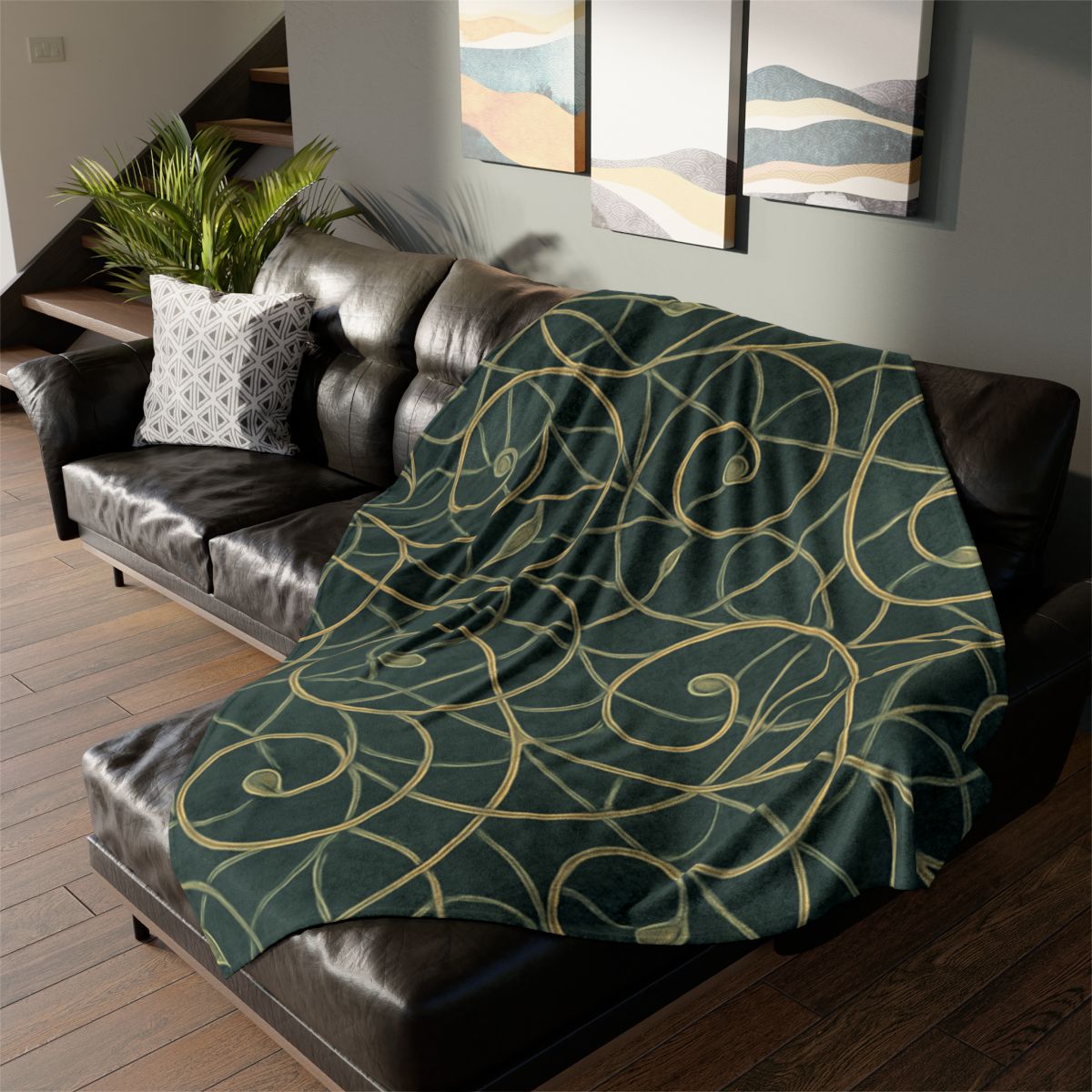 Tendril Lace Network soft fleece blankets