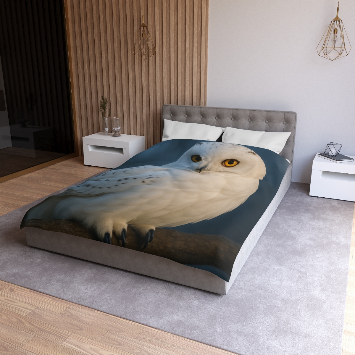 Twilight Watcher Snowy Owl warm winter duvets
