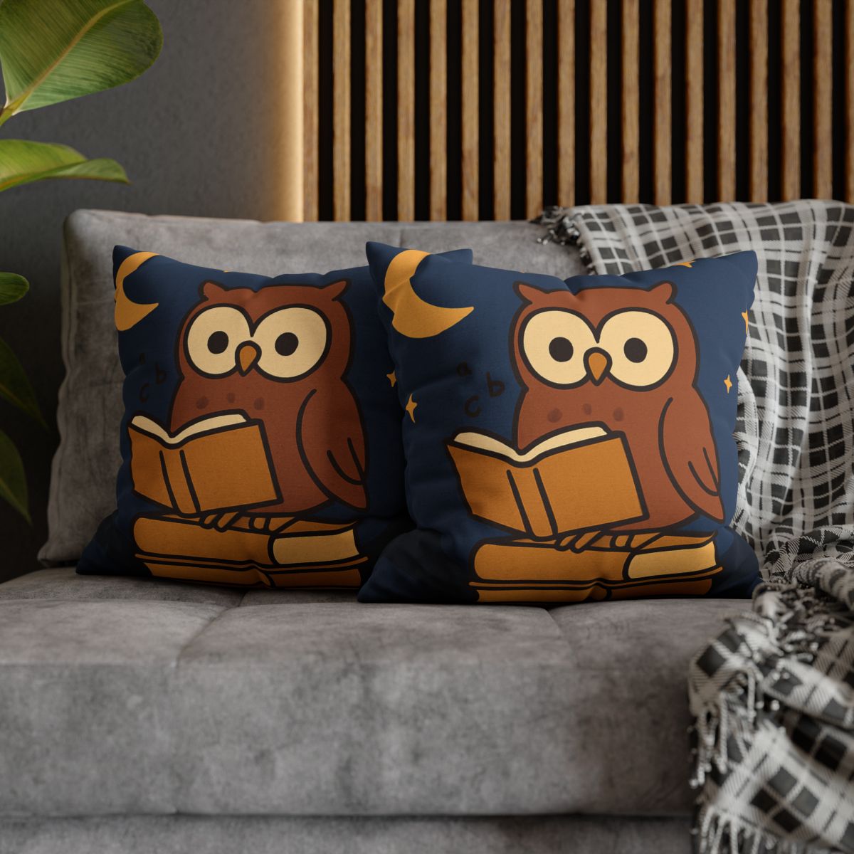 Moonlight Owl Library soft cotton pillow cases