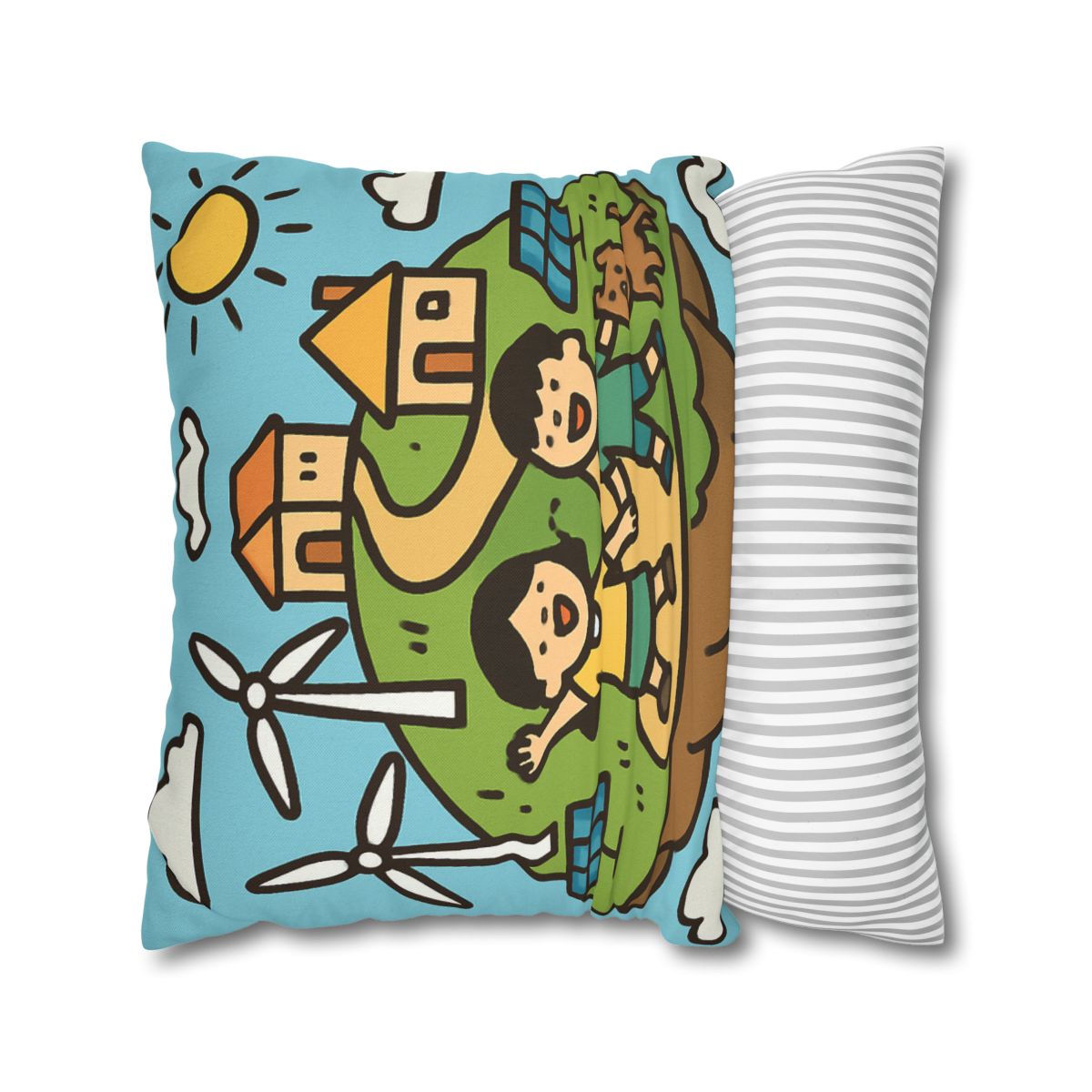 Floating Eco City Sky Island soft cotton pillow cases
