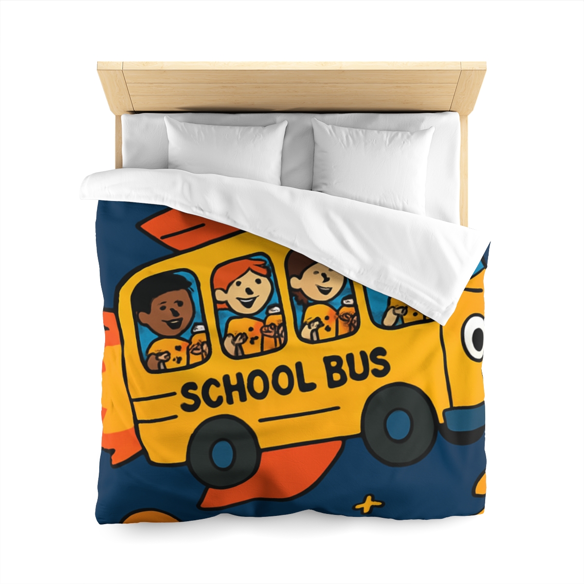 Rocket School Bus To Planet Math personalized bedding duvets