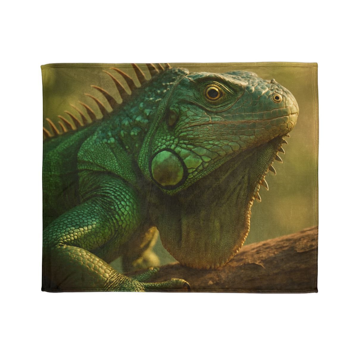 Sunlit Armor Green Iguana designer printed blankets