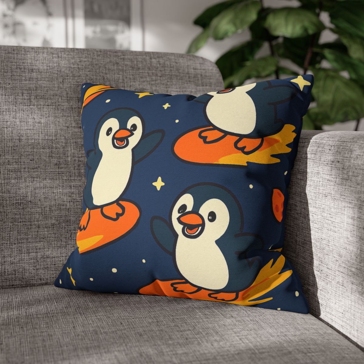 Comet Surfing Penguin Patrol comfortable bedding pillow covers