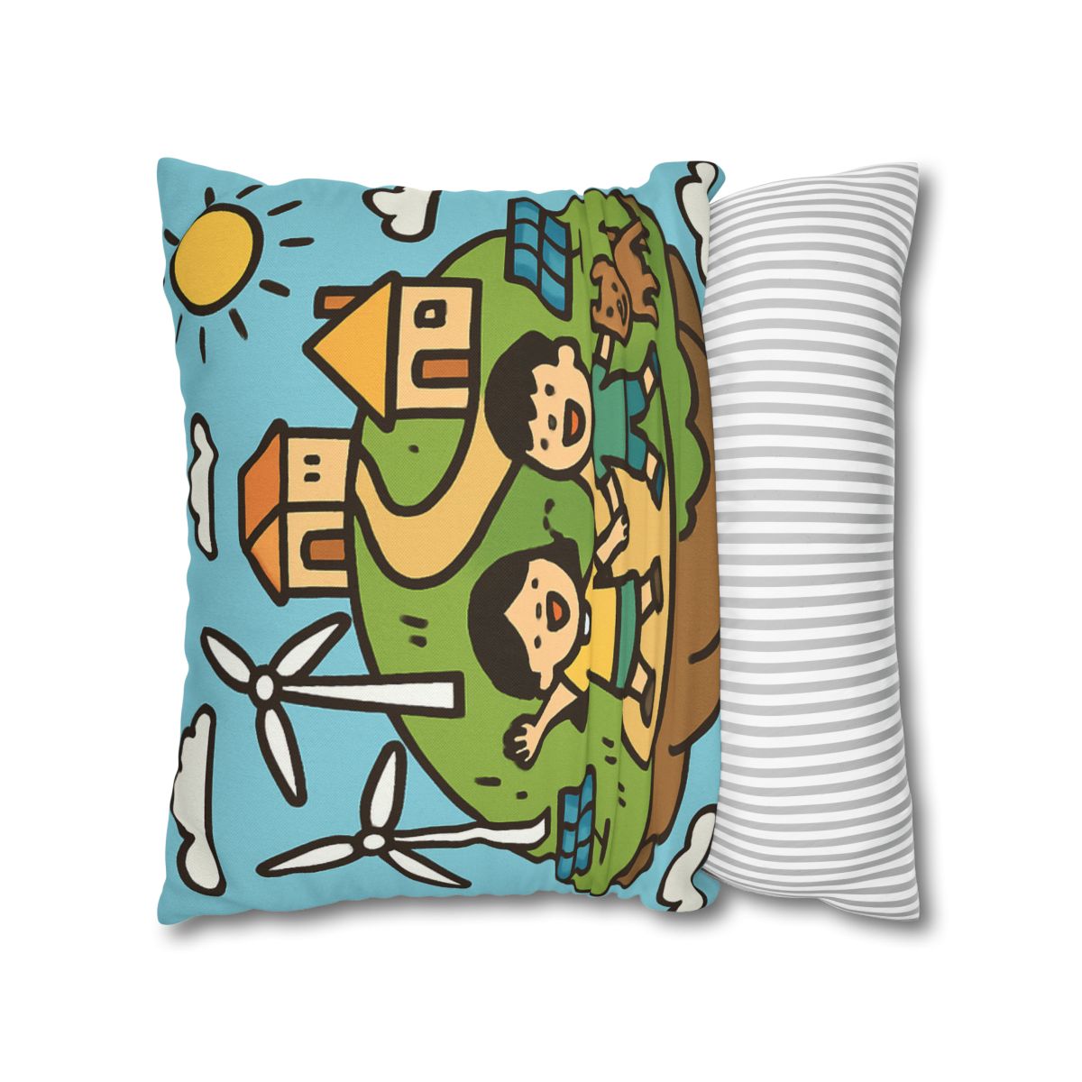 Floating Eco City Sky Island soft cotton pillow cases
