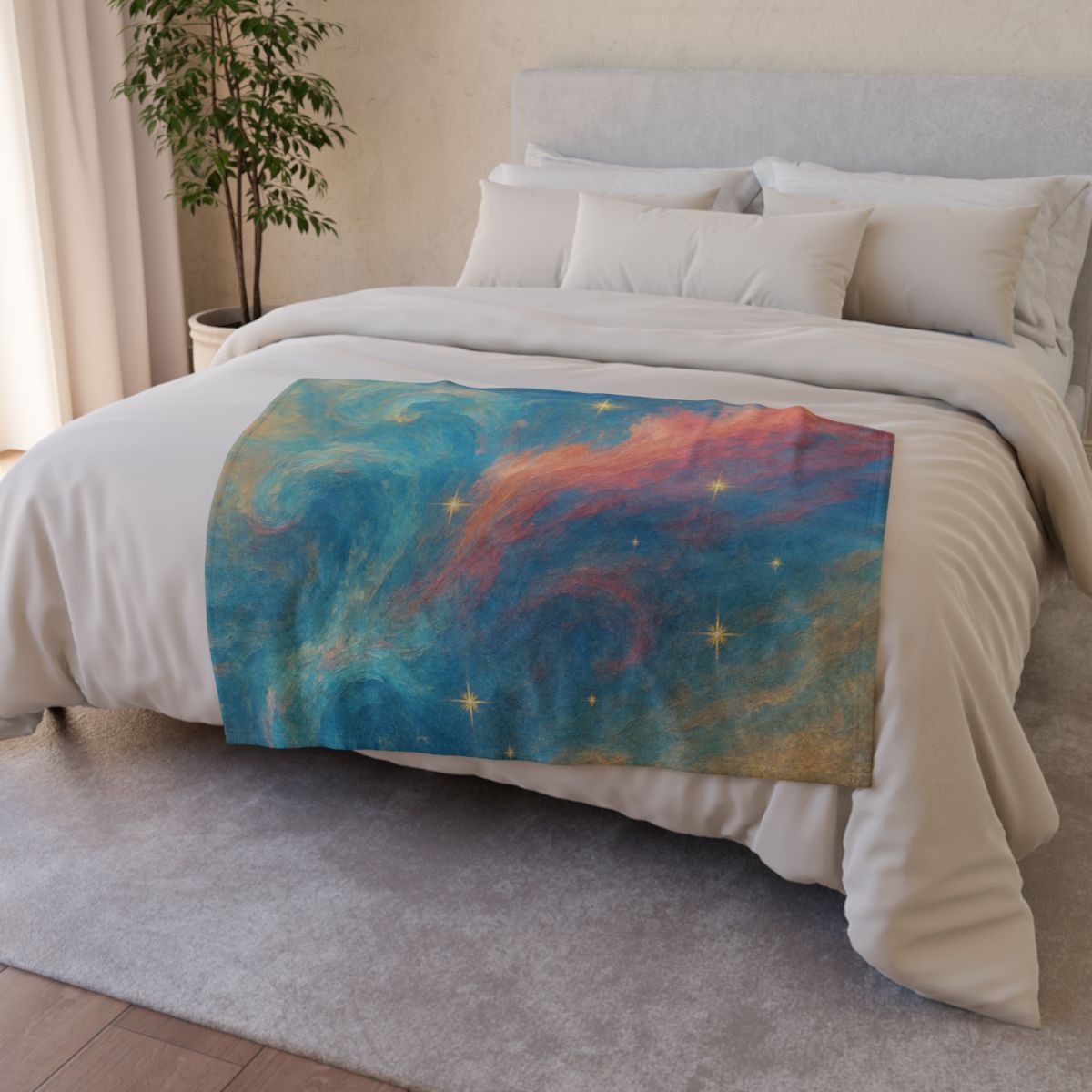 Chromatic Nebula Tidal Bloom decorative home blankets