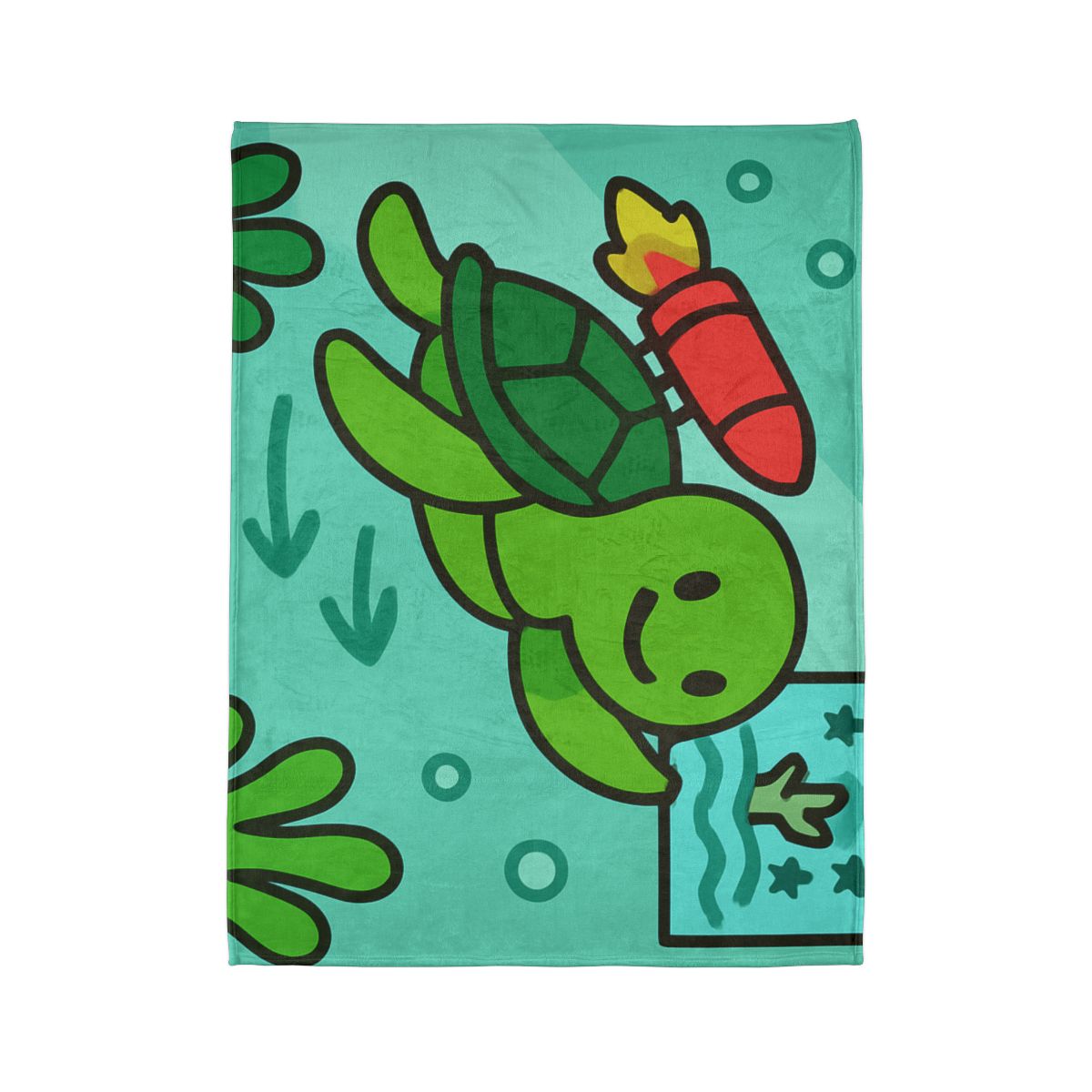 Underwater Rocket Turtle soft fleece blankets