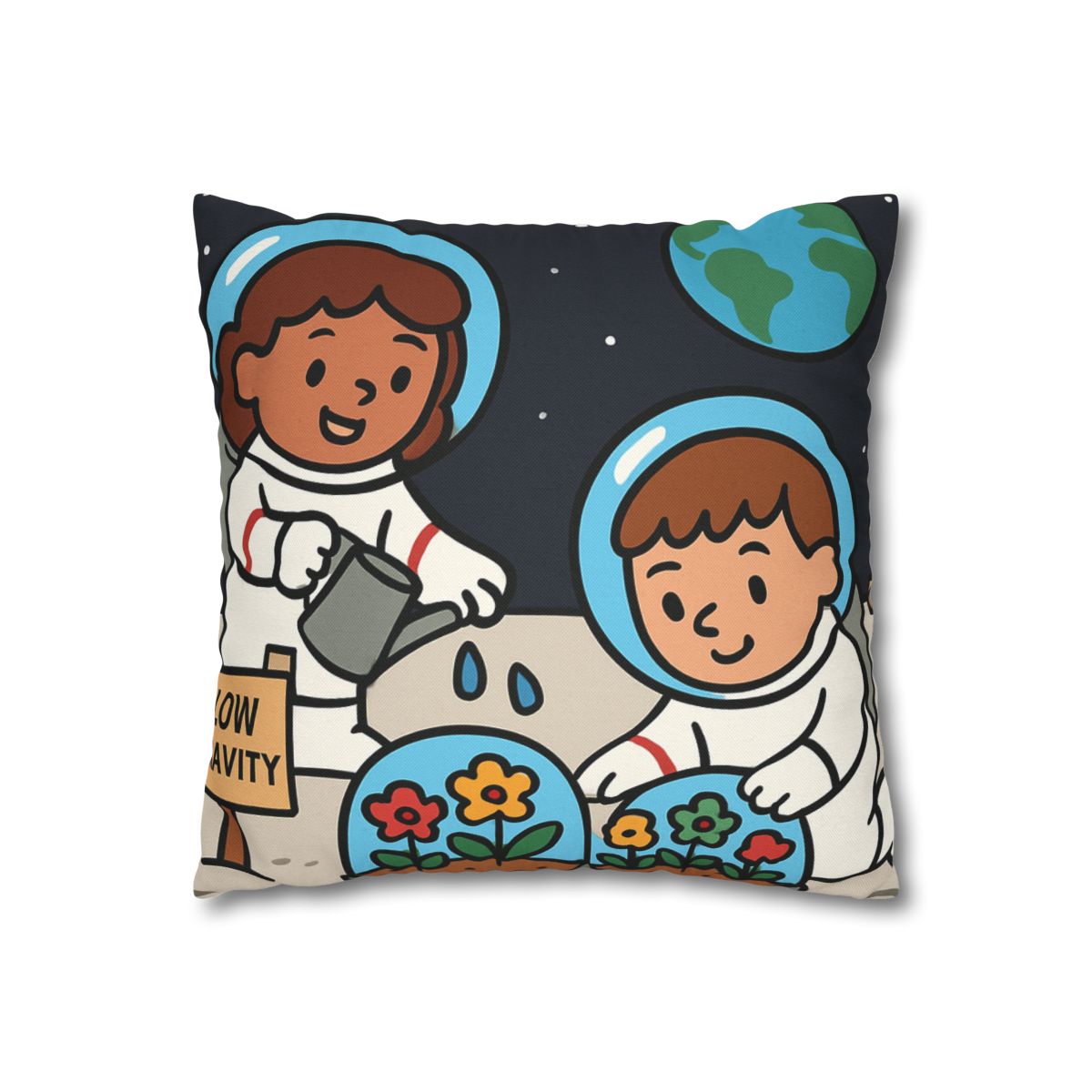 Gravity Garden On The Moon soft cotton pillow cases