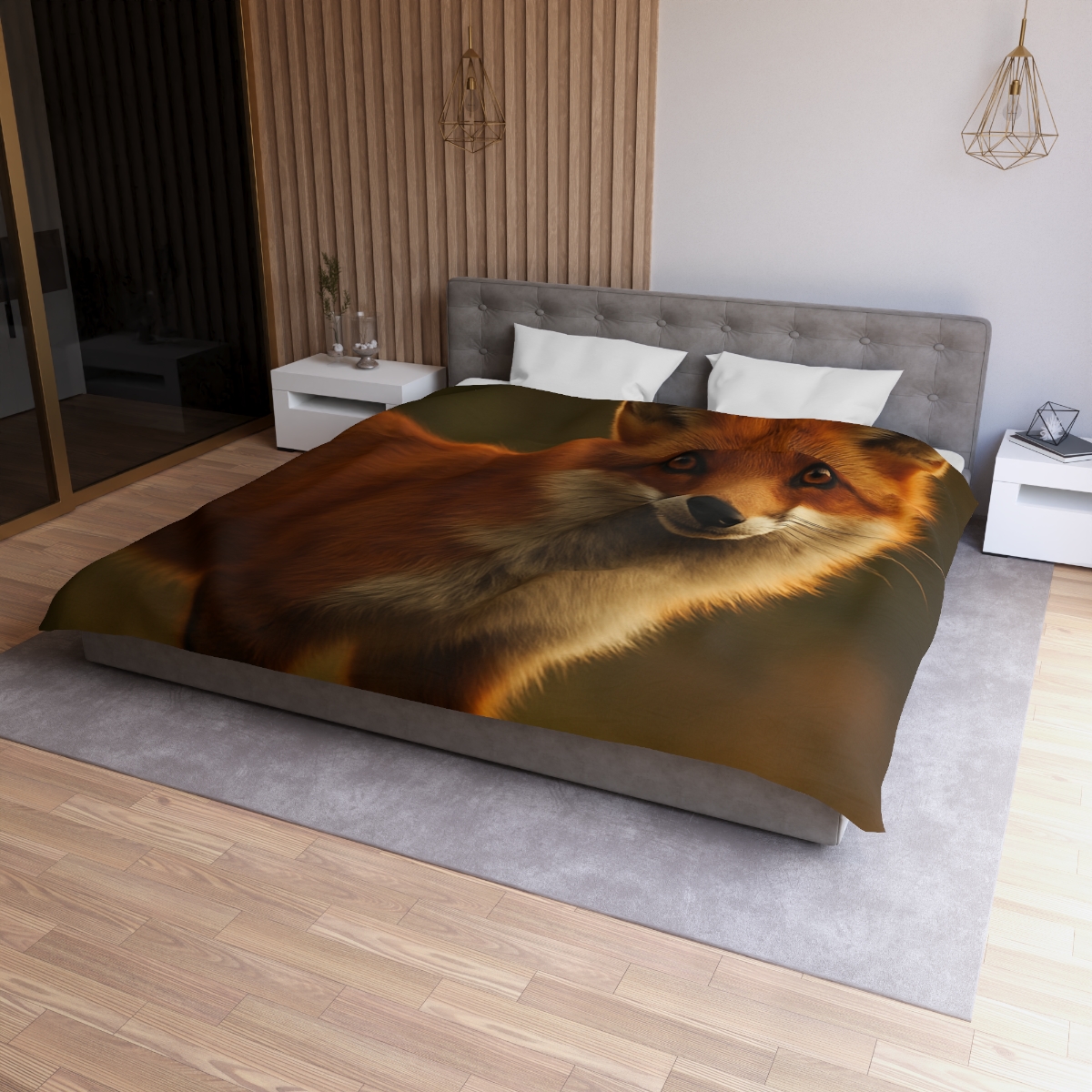 Ember Thicket Red Fox designer printed duvets