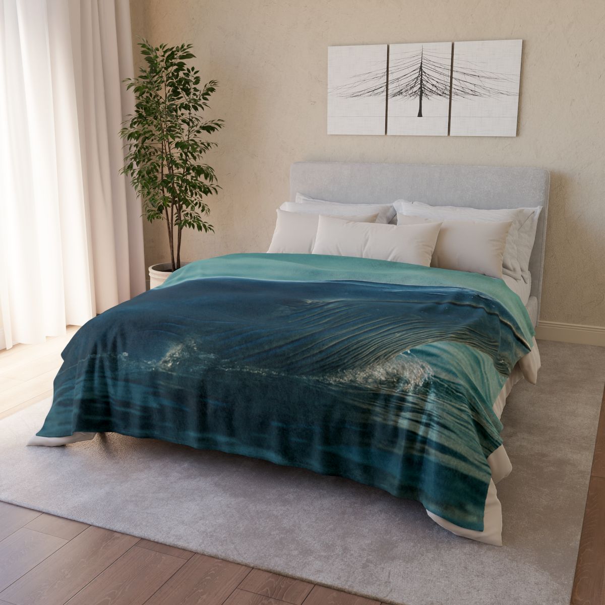 Ocean Song Blue Whale stylish throw blankets