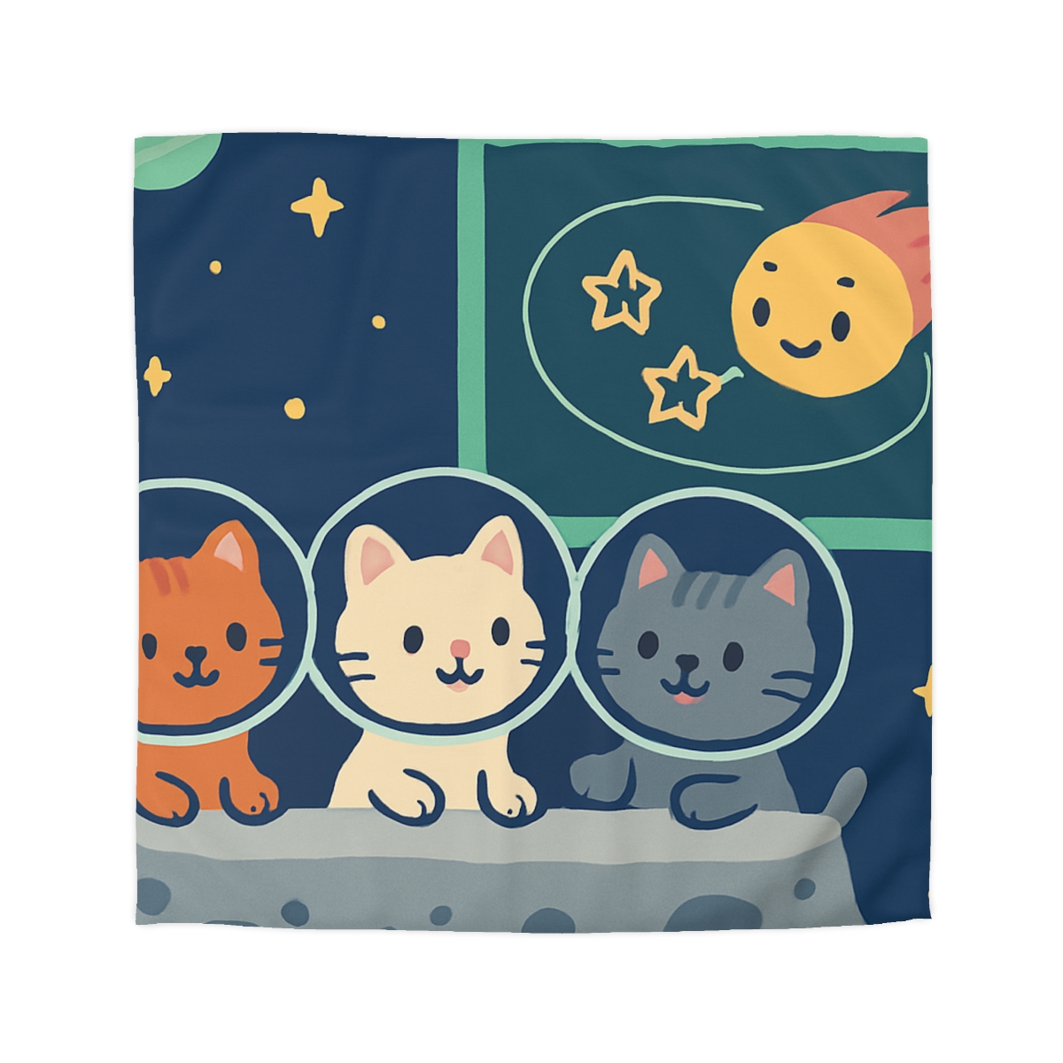Comet Classroom For Curious Kittens designer printed duvets