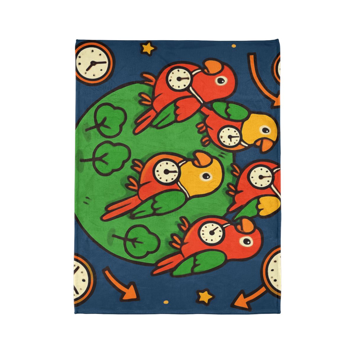 Time Traveling Parrot Planet personalized cozy blankets