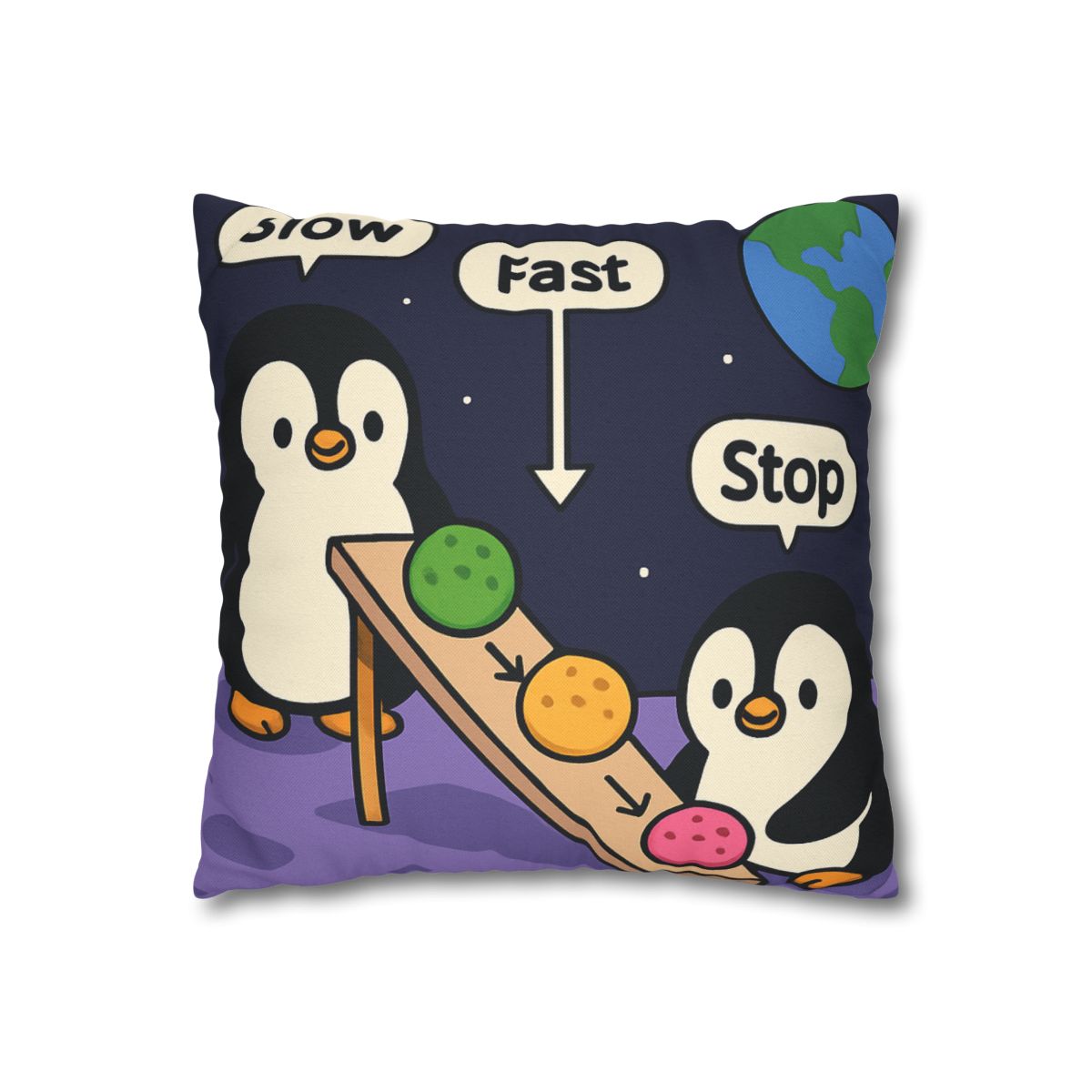 Moonlight Penguin Ice Cream Physics personalized pillow covers