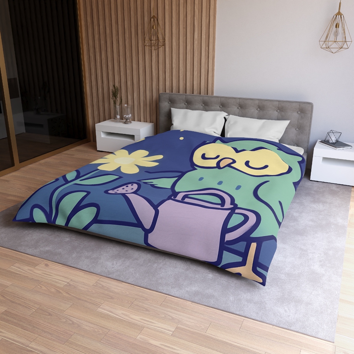 Moon Garden Owl designer printed duvets