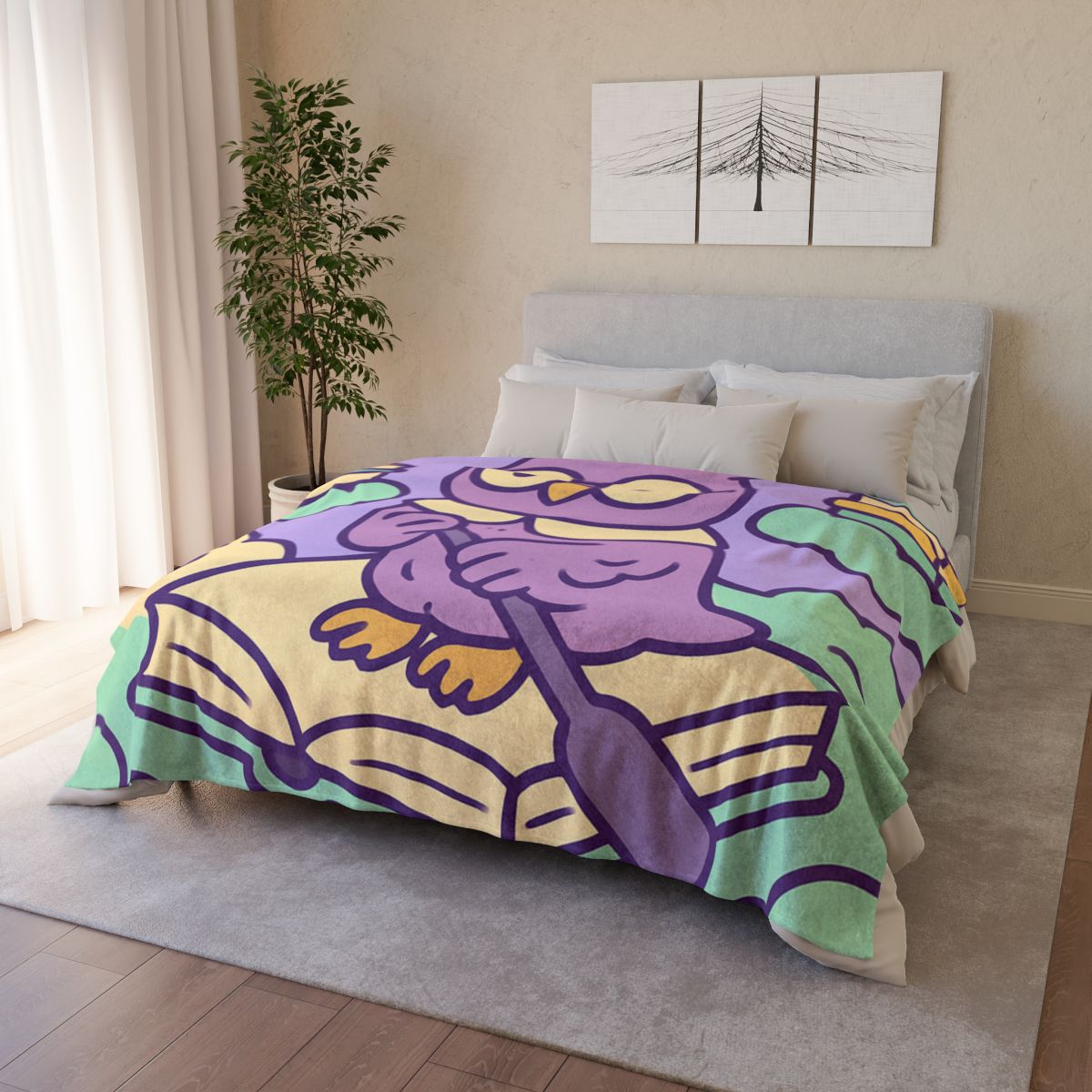 Cloud Library Owl Boat designer printed blankets