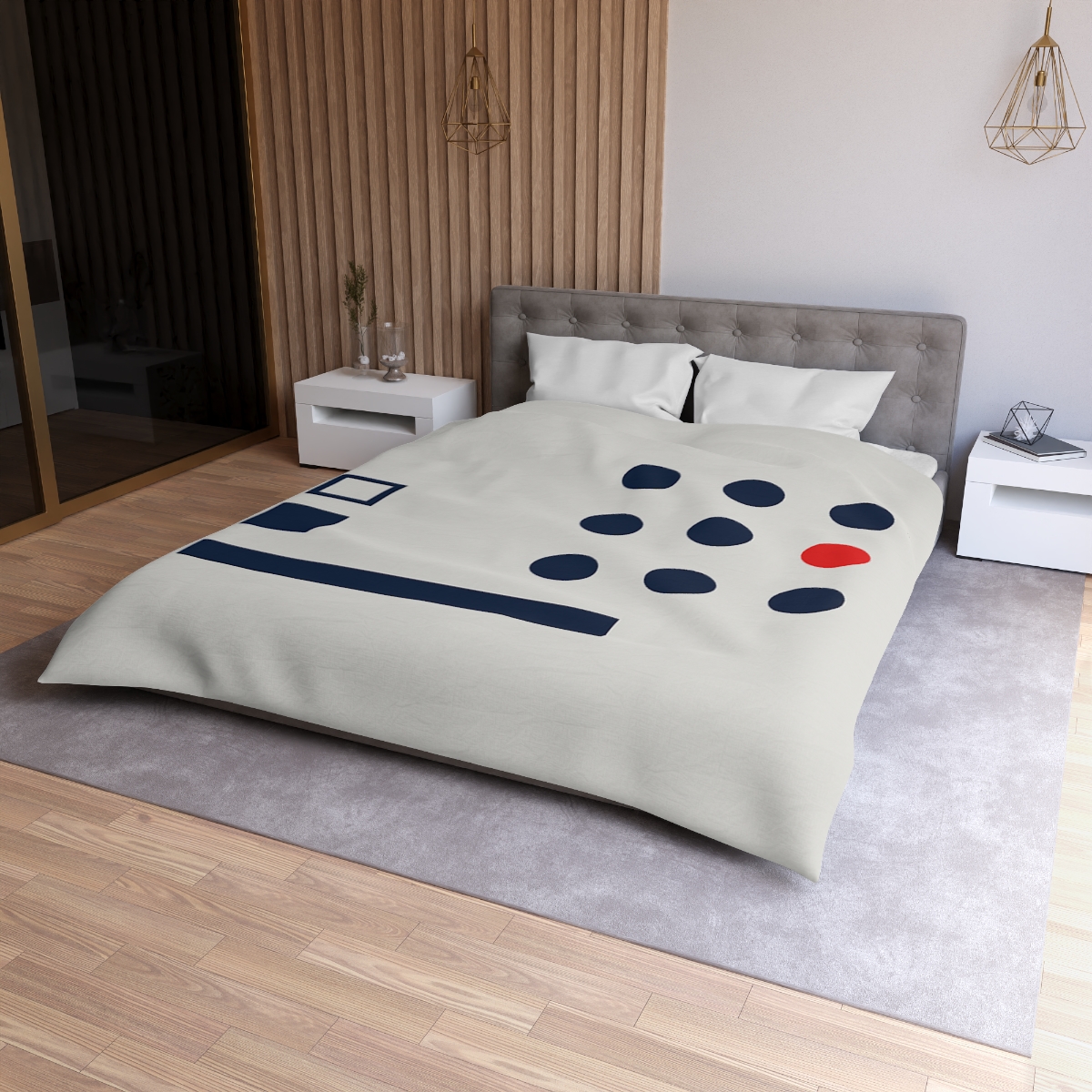 Missing Cell Dot Grid With Long Bar designer printed duvets
