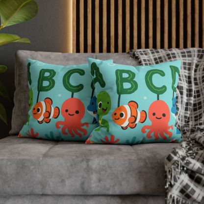 Coral Reef Alphabet Parade soft cotton pillow cases