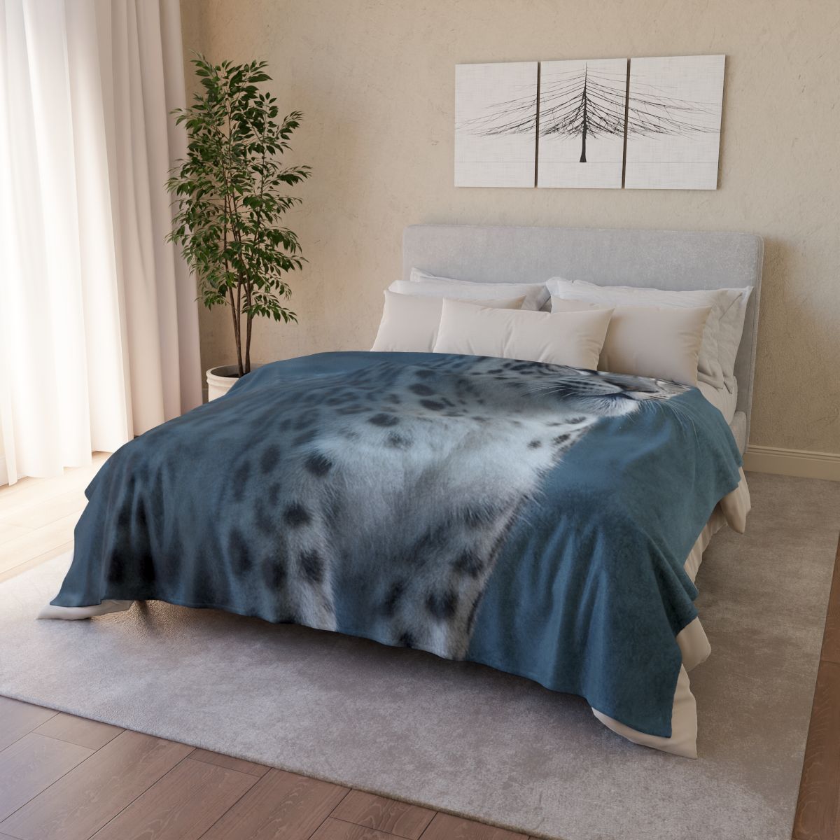 Cloud Cliff Snow Leopard soft fleece blankets