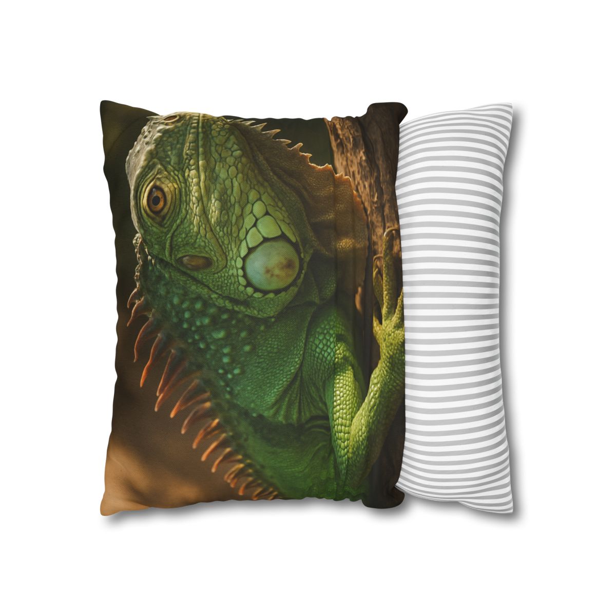 Sunlit Perch Green Iguana soft cotton pillow cases