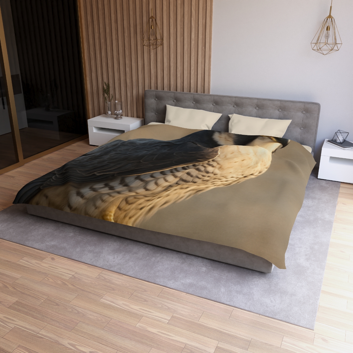 Silver Dusk Peregrine Falcon unique patterned duvets