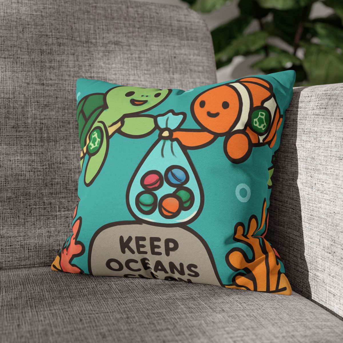 Coral Reef Cleanup Crew soft cotton pillow cases