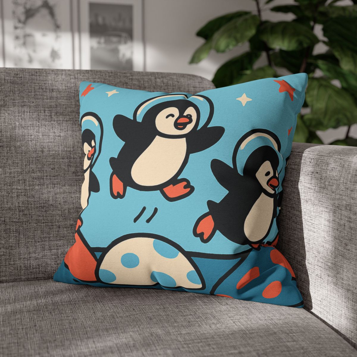 Planet Hopper Penguins trendy patterned pillow cases