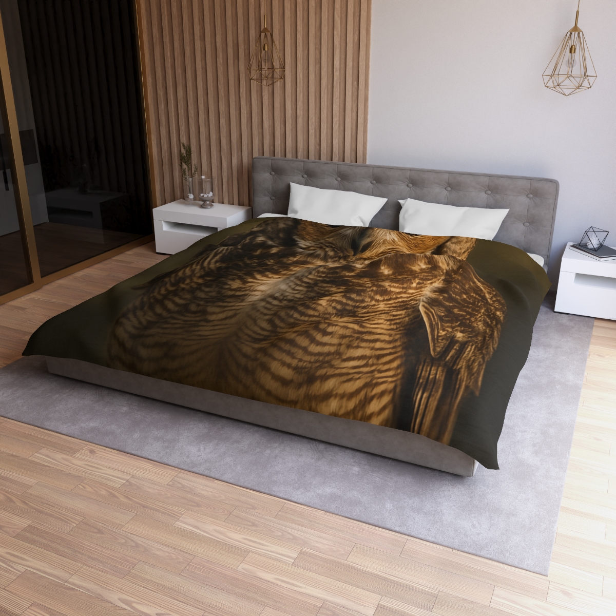 Nebula Gaze Great Horned Owl custom duvets