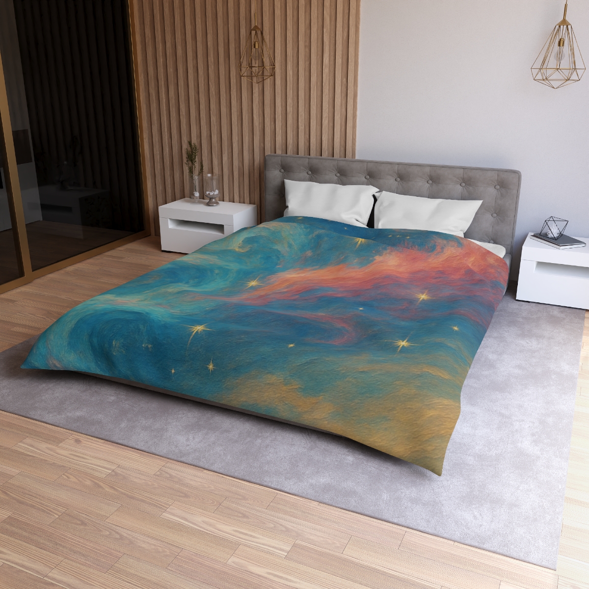 Chromatic Nebula Tidal Bloom stylish duvet covers