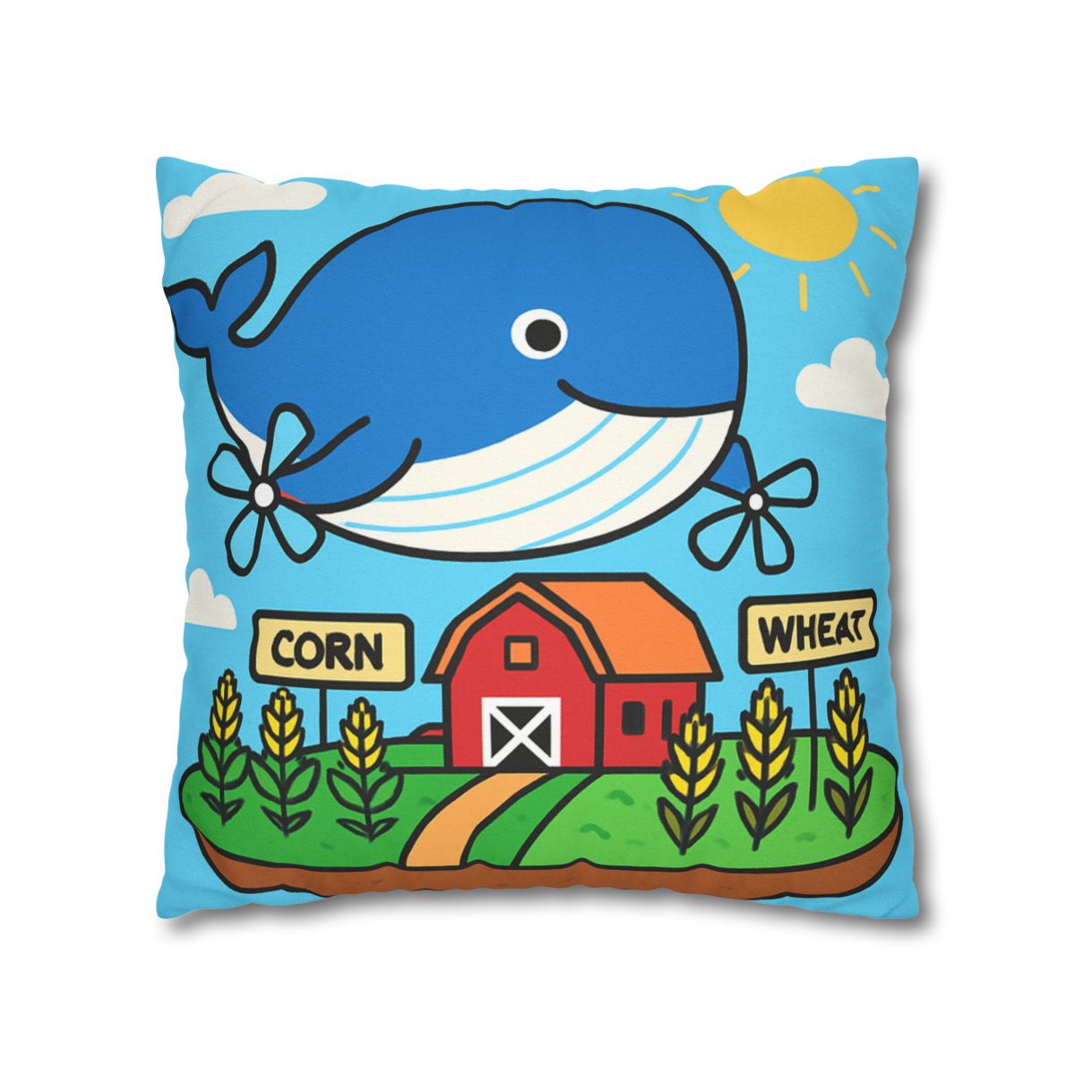 Windmill Whale Above The Floating Farm trendy patterned pillow cases