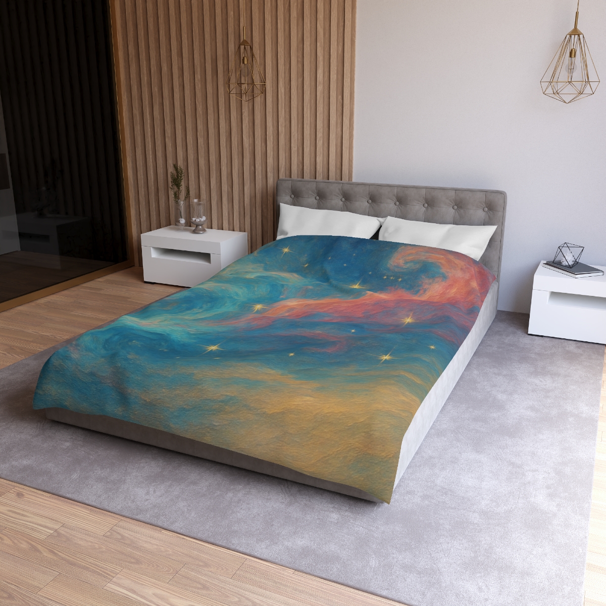 Chromatic Nebula Tidal Bloom stylish duvet covers
