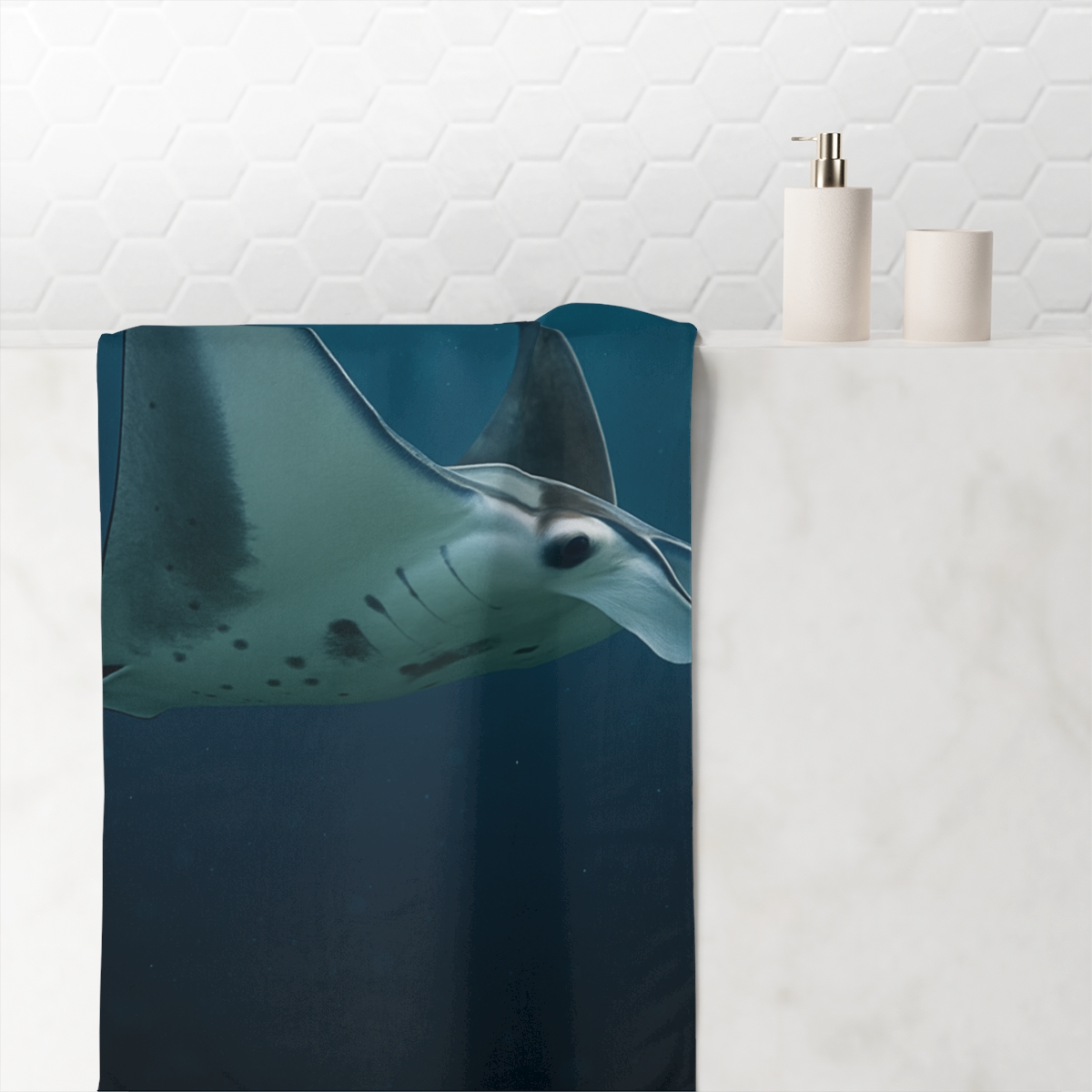 Reef Manta Ray Moonlit Sweep decorative home towelscustom towels