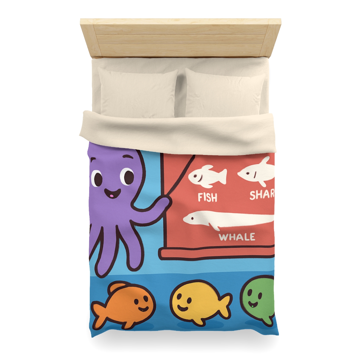 Coral Classroom With Professor Octopus designer printed duvets