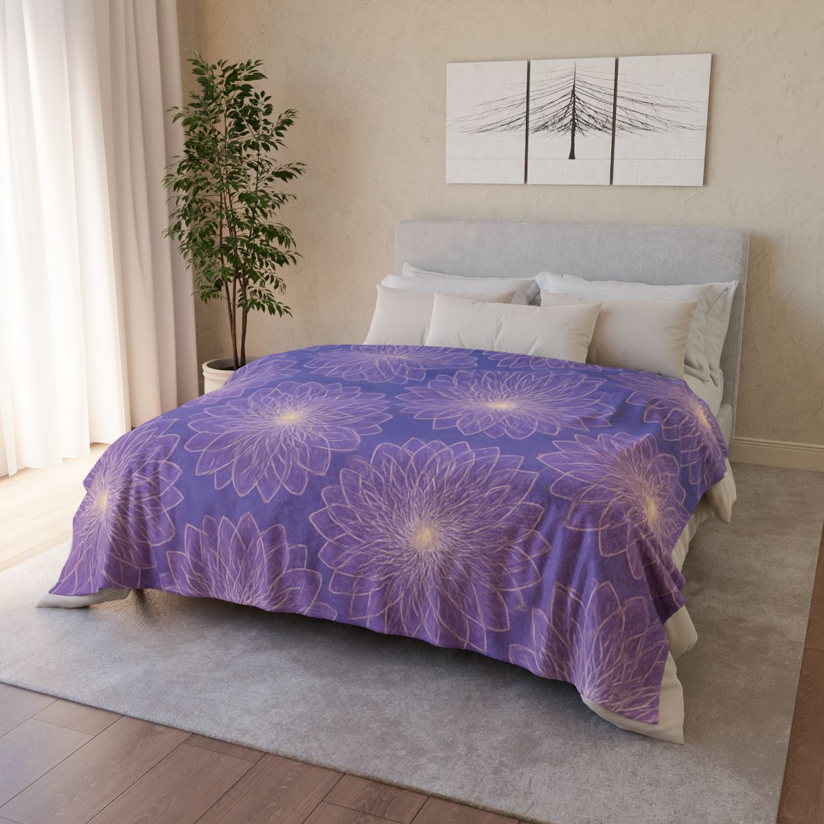 Cosmic Blossom Lattice soft fleece blankets