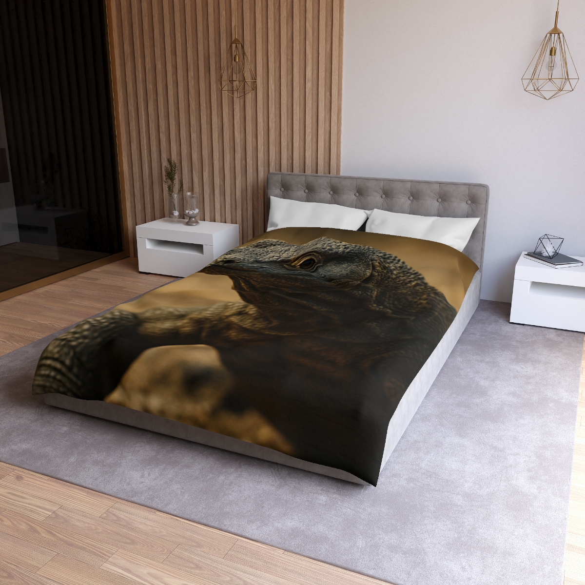 Ancient Sentinel Komodo Dragon designer printed duvets