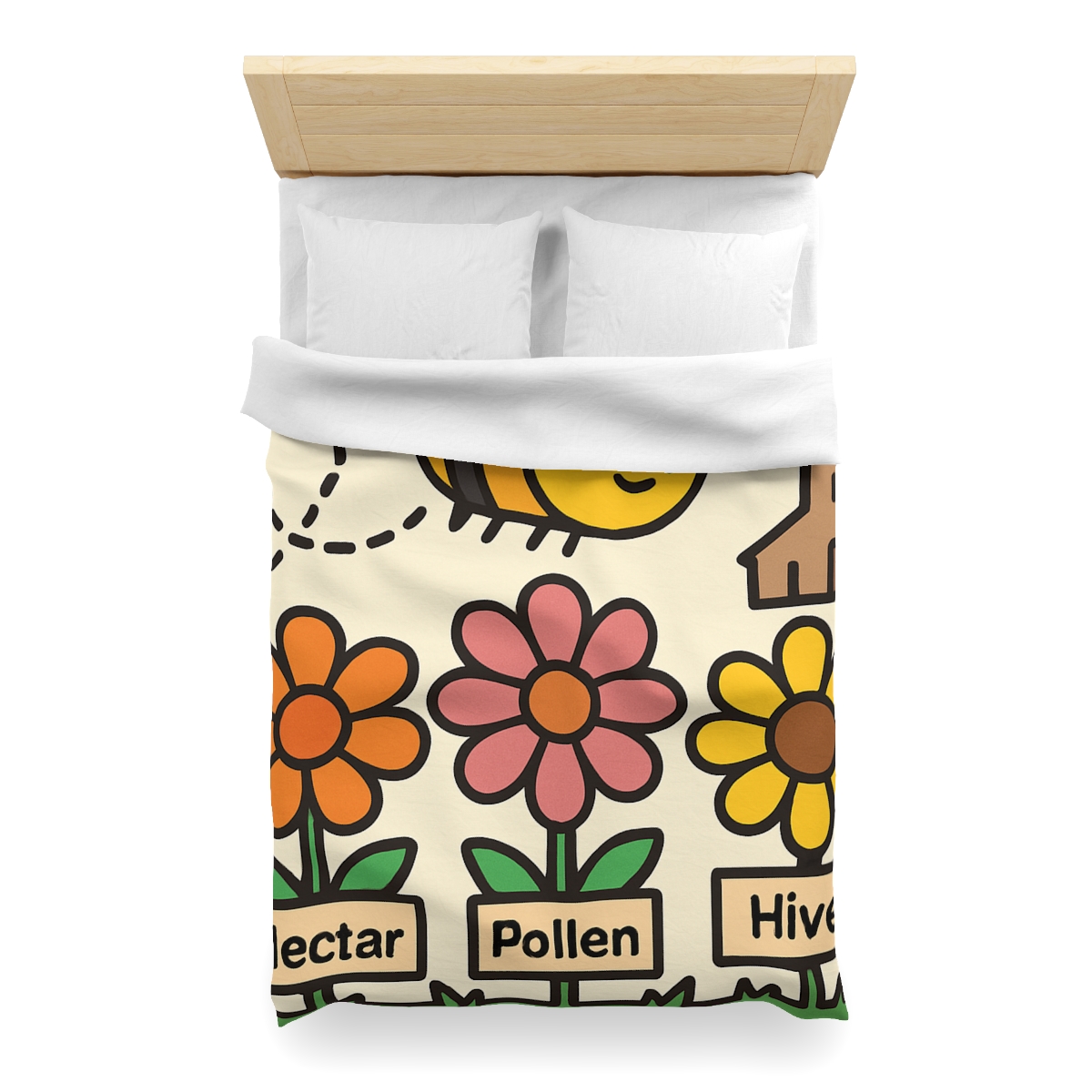 Robot Bee Pollination Map designer printed duvets