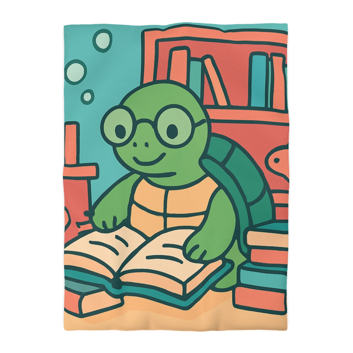 Underwater Library With Bookish Turtle designer printed duvets