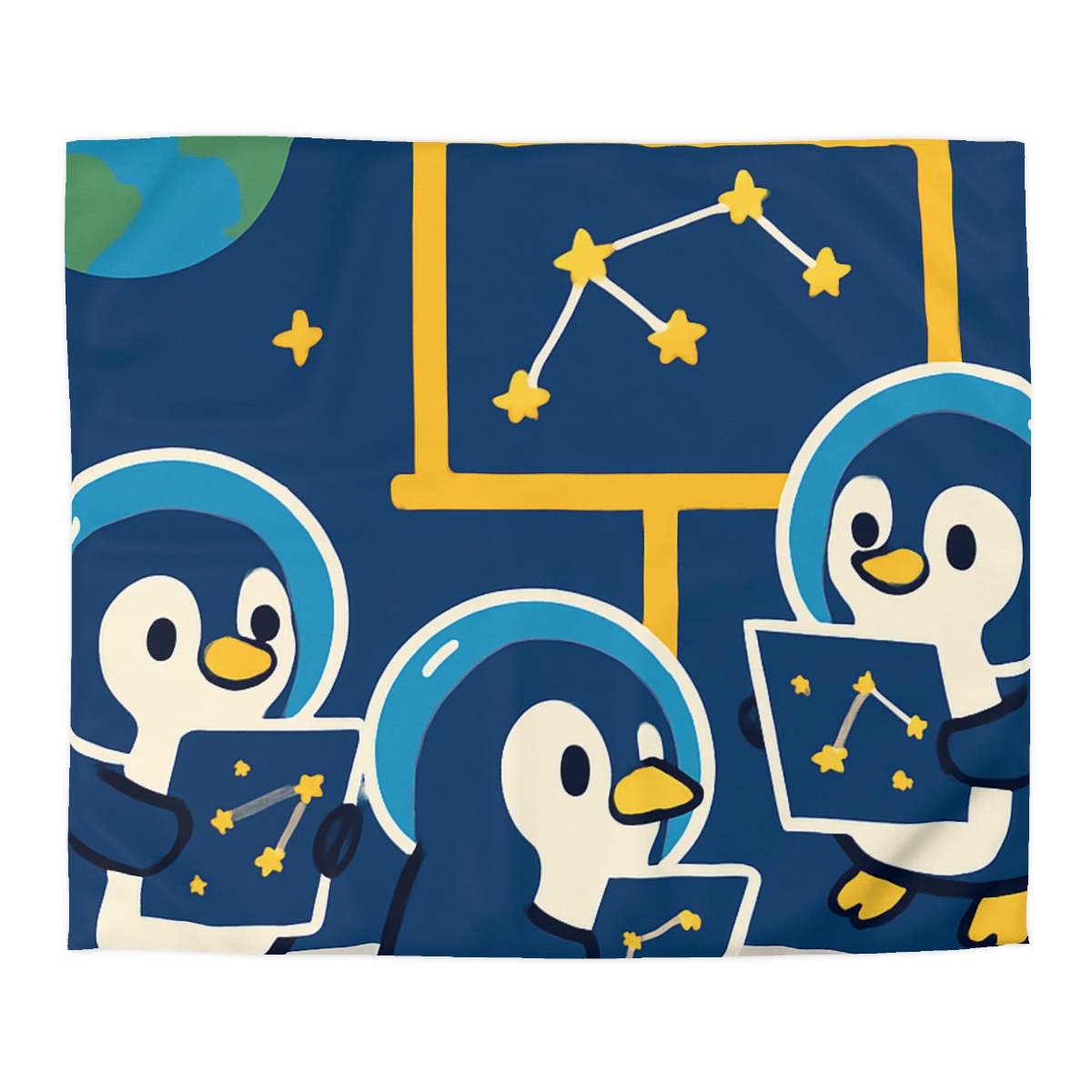 Space School For Curious Penguins soft comforter duvets