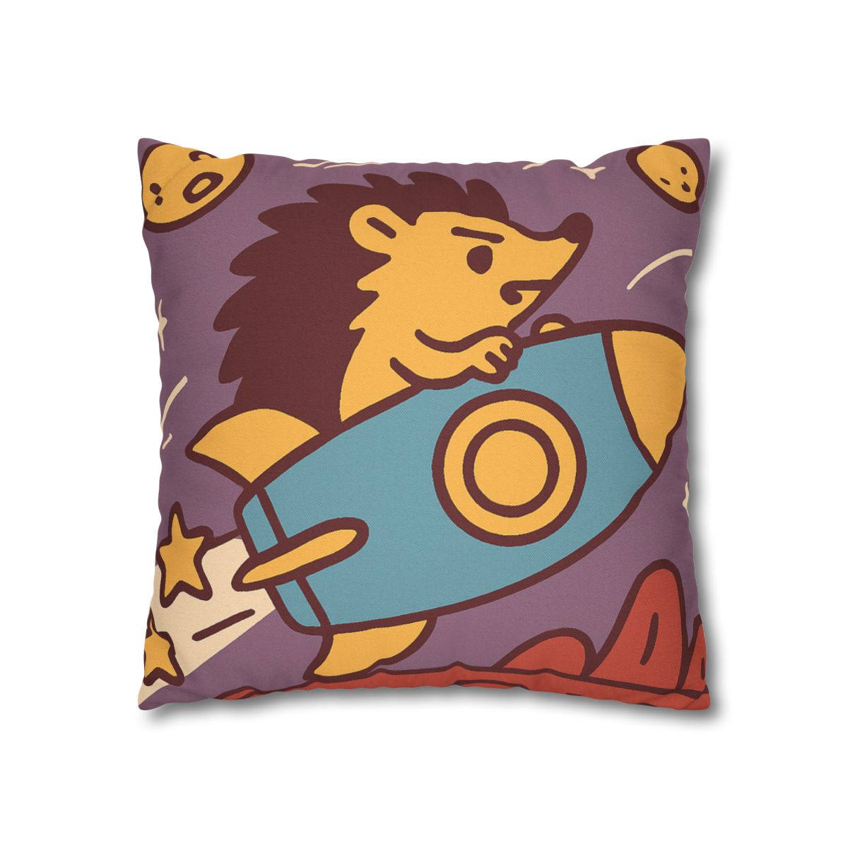 Rocket-Riding Hedgehog designer print pillow cases