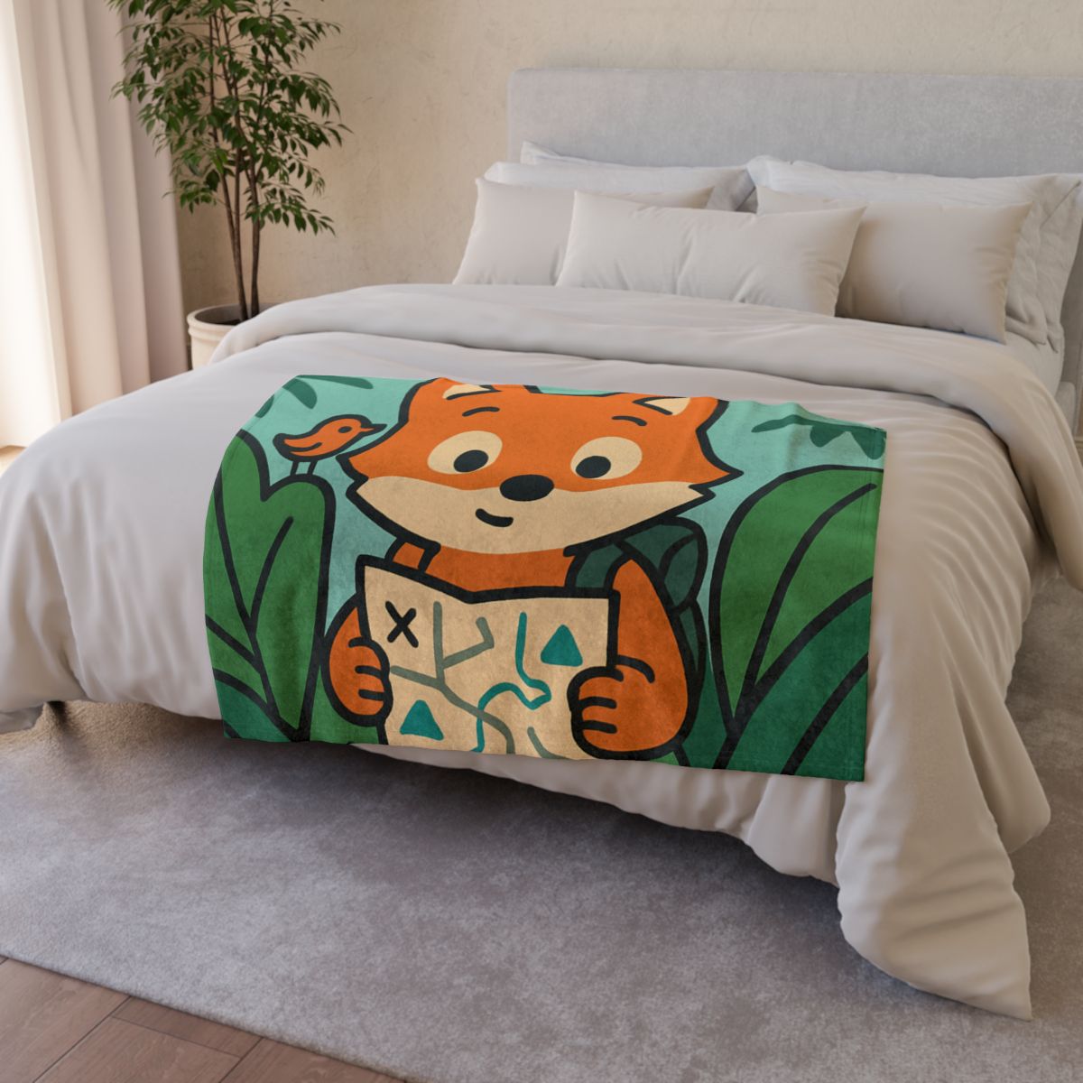 Jungle Explorer Fox trendy patterned blankets