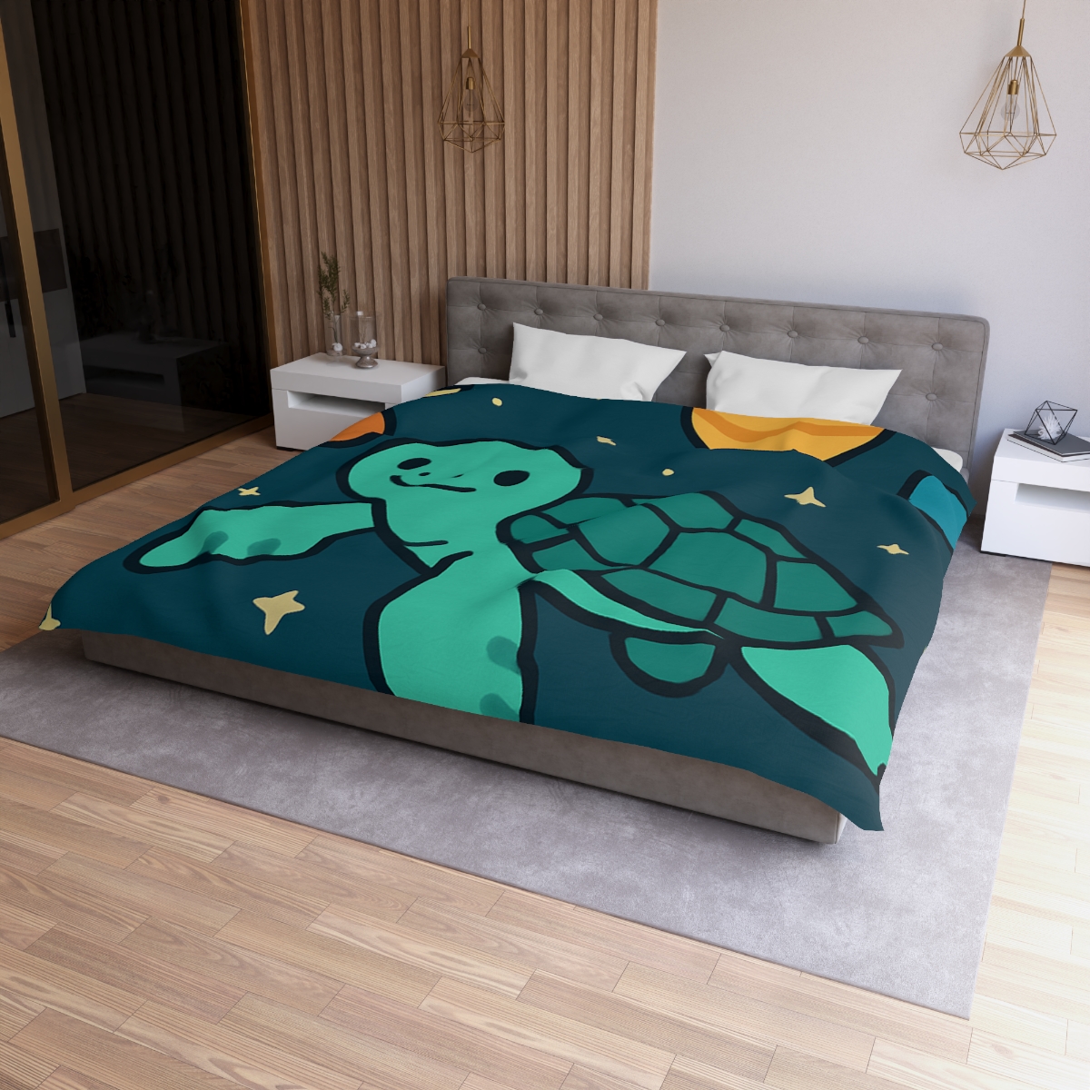 Starlit Space Turtle personalized bedding duvets